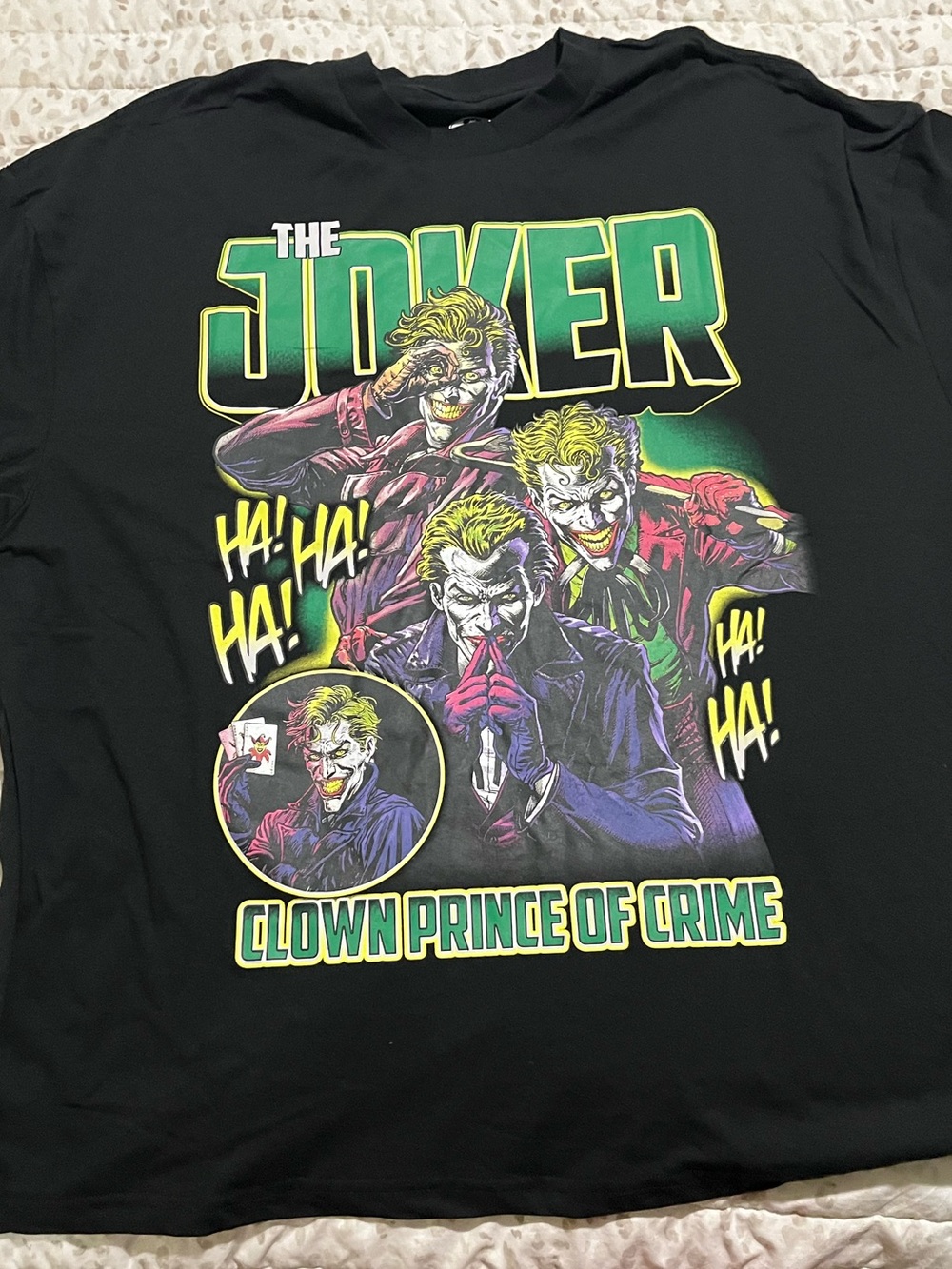Batman The Joker Black Tee with Green & Yellow Graphic